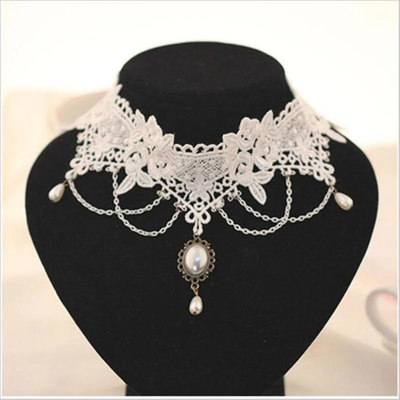 Gargantilha de renda  collier noir dentelle gargantilha vintage feminino bijoux