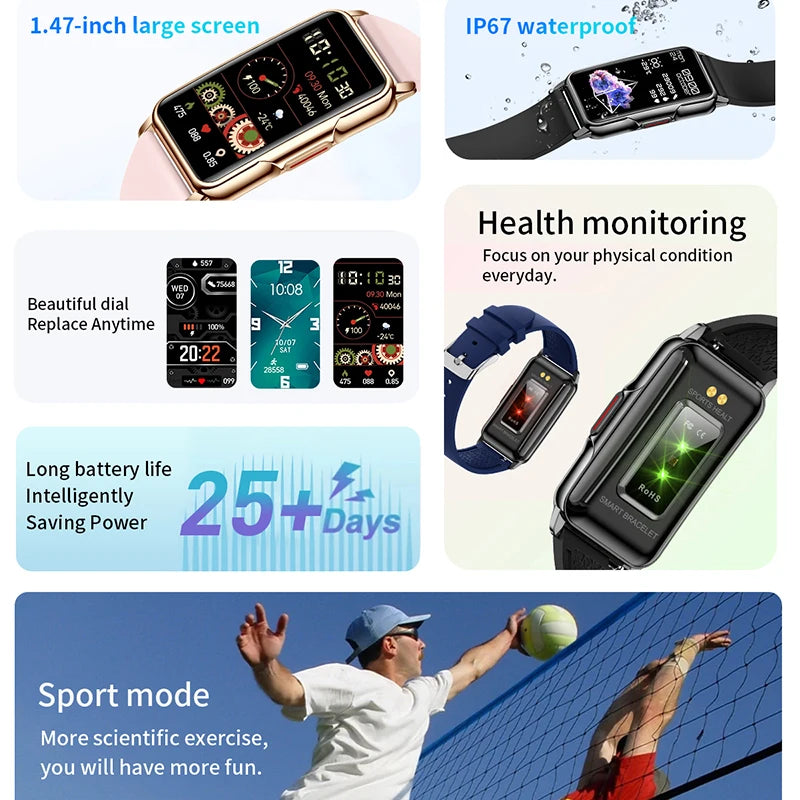 Para huawei xiaomi pulseira inteligente smartwatch masculino e feminino freqüência cardíaca oxigênio no sangue à prova dágua relógio inteligente 2024 novo