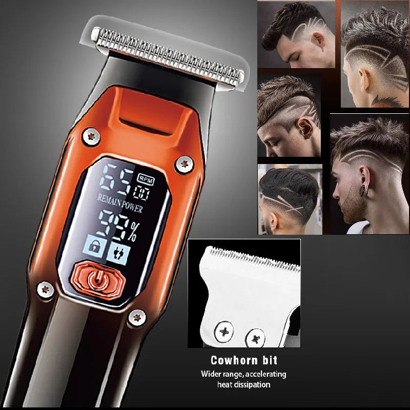 Original kemei aparador de cabelo profissional elétrica, recarregável de lítio máquina de corte de cabelo para homens