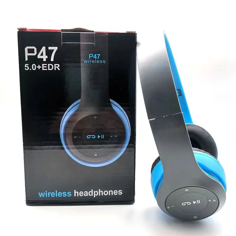 Fone de ouvido estéreo P47 5.0 Bluetooth Fone de ouvido dobrável série sem fio para jogos e para iPhone Xiaomi