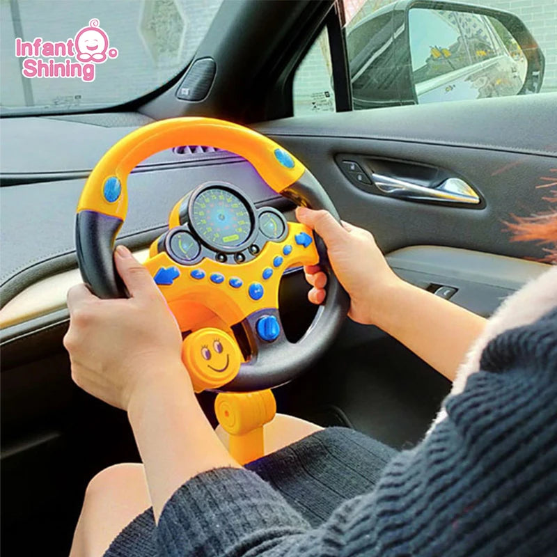 Brinquedo brilhante de simulação elétrica, volante com som, carrinho educacional infantil