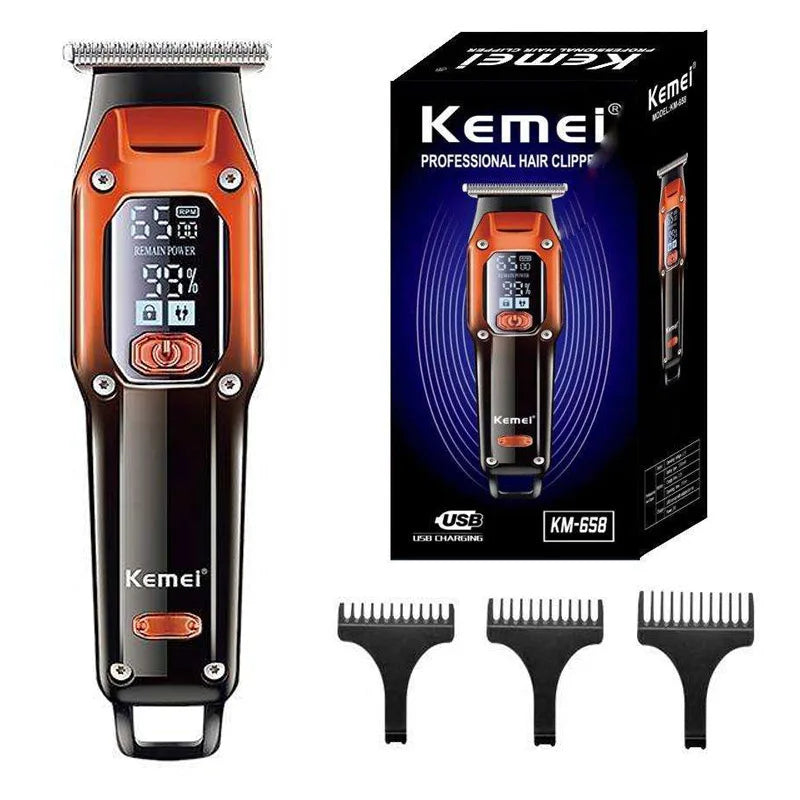 Original kemei aparador de cabelo profissional elétrica, recarregável de lítio máquina de corte de cabelo para homens