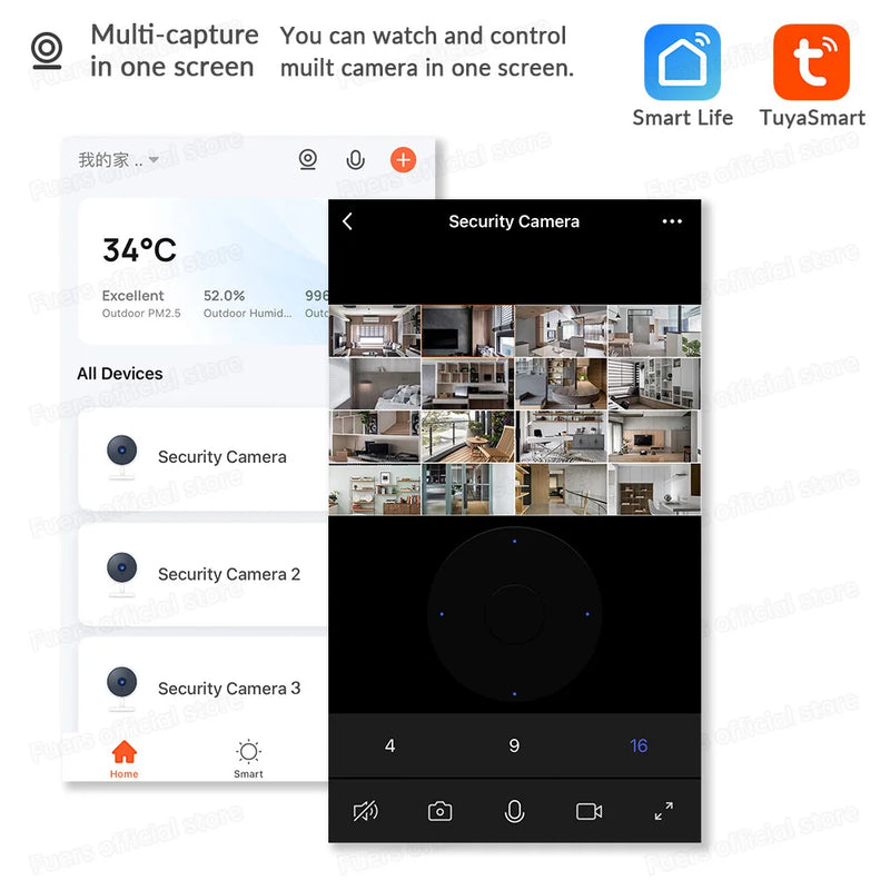 Fuers 5mp wifi câmera tuya. Camera de vigilância inteligente ip sem fio, com sensor de movimentos.