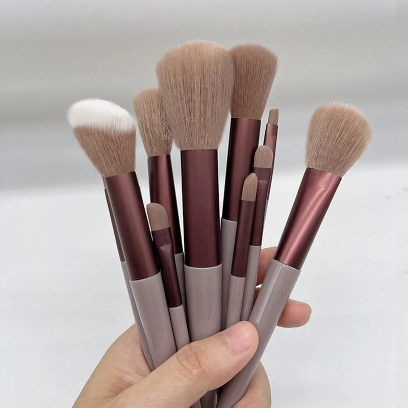 13 pçs pincéis de maquiagem conjunto sombra de olho fundação feminino escova cosmética sombra blush beleza macio compõem estojinho para guardar os pinceis