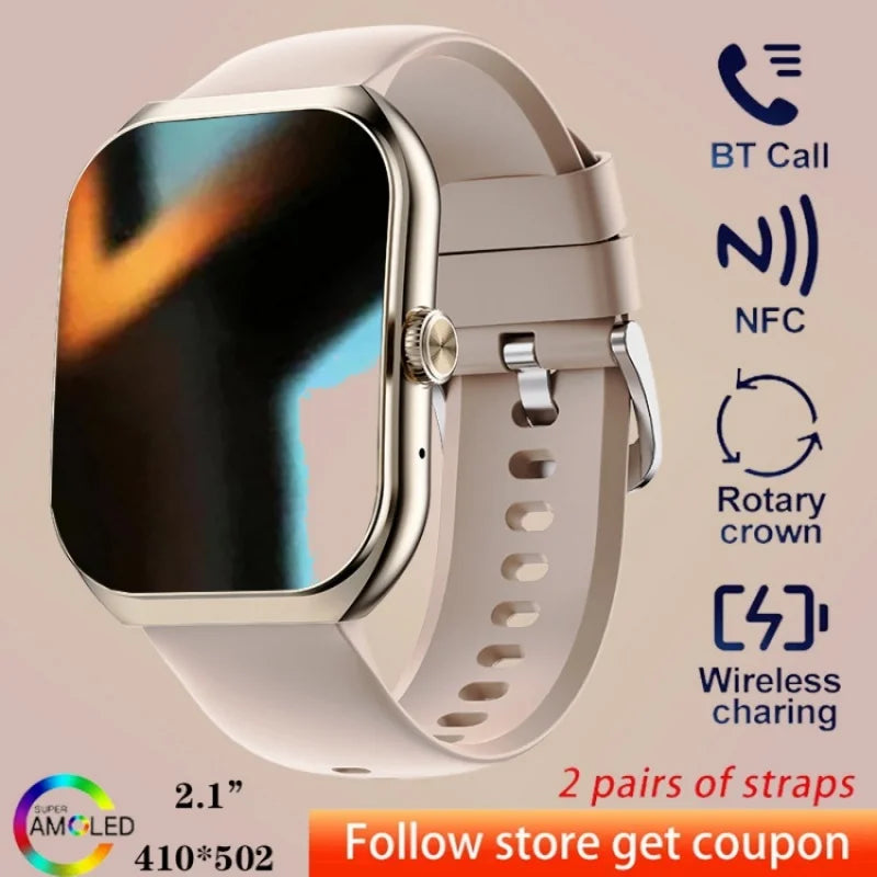 2024 novo 2.1 polegadas uhd bluetooth  smartwatch relógio 220mah capacidade da bateria ip68 profissional à prova dágua para android ios