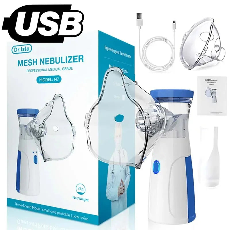 Nebulizador portátil médico, silencioso de micro rede ultrassônica,  emergência para asma para adultos e crianças