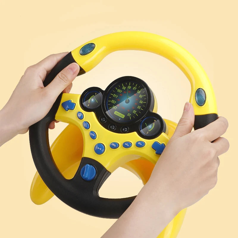 Brinquedo brilhante de simulação elétrica, volante com som, carrinho educacional infantil