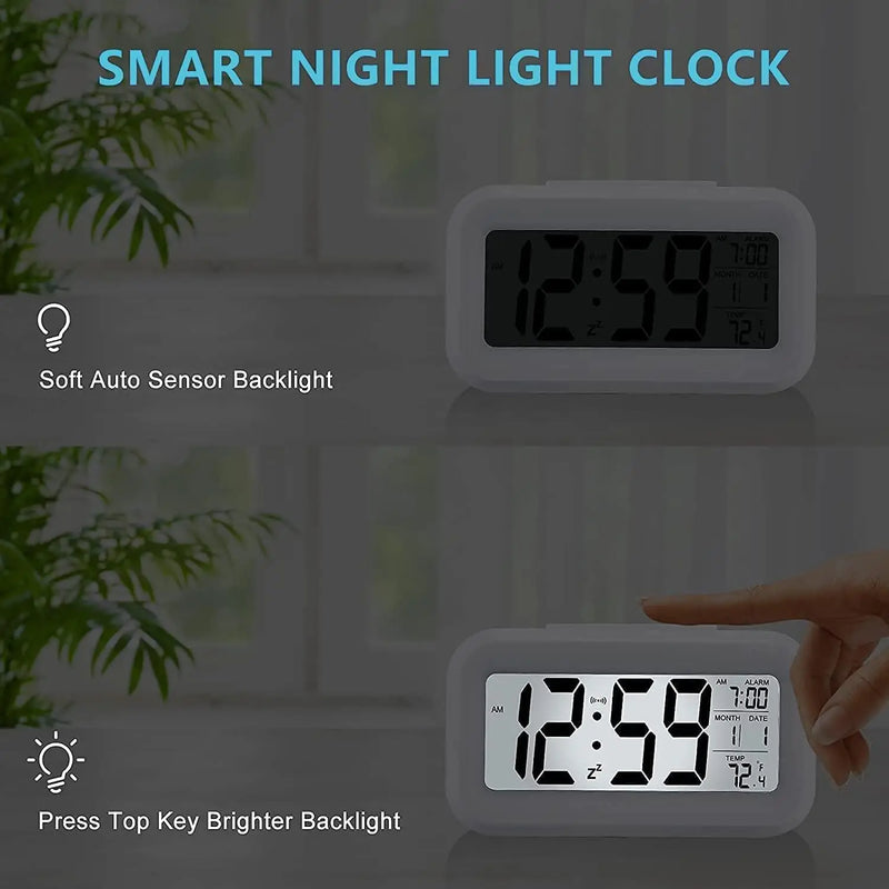 Despertador de Led digital backlight snooze dados, tempo, calendário, desktop, multifuncional, eletrônico retroiluminação relógio de mesa